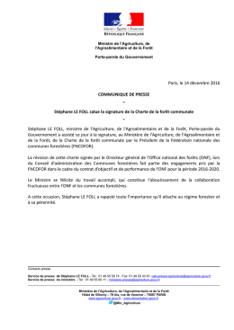 Stéphane LE FOLL salue la signature de la Charte de la forêt