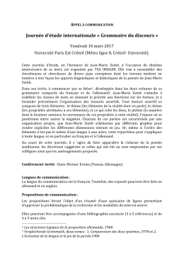 Journée d`étude internationale « Grammaire du discours »