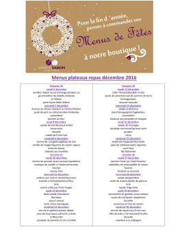 ouvrir la liste de nos menus plateaux repas pour le