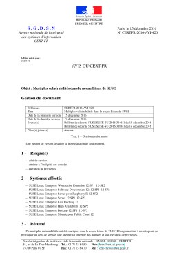 SGDSN AVIS DU CERT-FR Gestion du document 1 - Certa