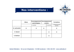 Nos interventions - Le Cabinet Methodica