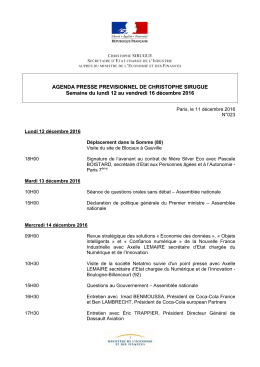 AGENDA PRESSE PREVISIONNEL DE CHRISTOPHE SIRUGUE