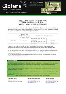 declaration relative au nombre total de droits de vote et d`actions
