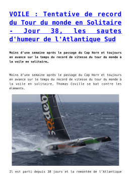 VOILE : Tentative de record du Tour du monde en Solitaire