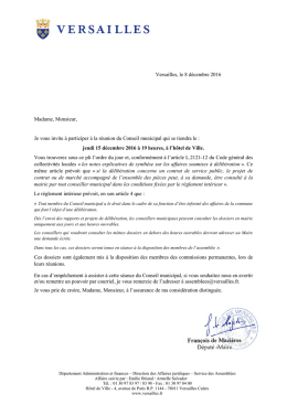 Ordre du jour de la séance du 15/12/2016