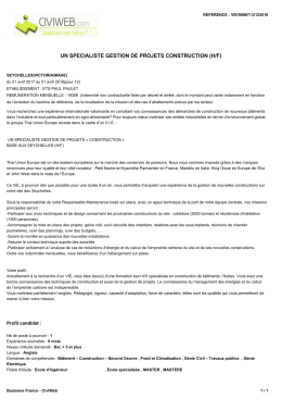 Offre UN SPECIALISTE GESTION DE PROJETS