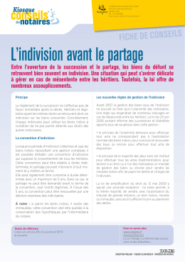 L`indivision avant le partage - Chambre des Notaires du Rhône