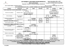 VIE PUBLIQUE ET RELATIONS INSTITUTIONNELLES Les