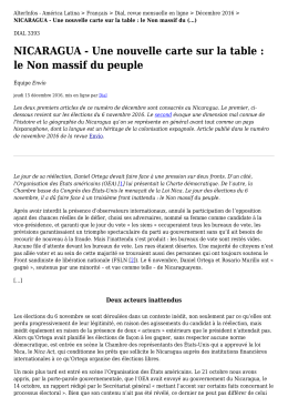 NICARAGUA - Une nouvelle carte sur la table : le Non