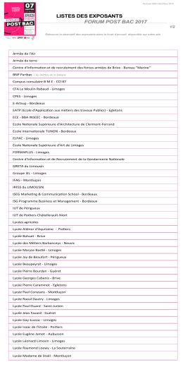 LISTES DES EXPOSANTS FORUM POST BAC 2017