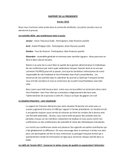 Rapport annuel de la Pr&eacute;sidente - Association des universitaires
