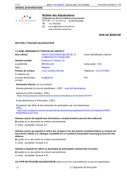 articles promotionnels Bulletin des Adjudications AVIS DE MARCH&Eacute;
