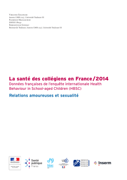 La santé des collégiens en France/2014. Données