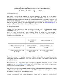 MODALITÉS DE L`OPÉRATION CONTINENTAL