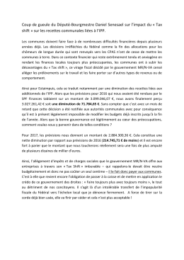 Tax shift » sur les recettes communales liées à l
