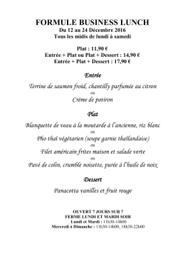 FORMULE BUSINESS LUNCH