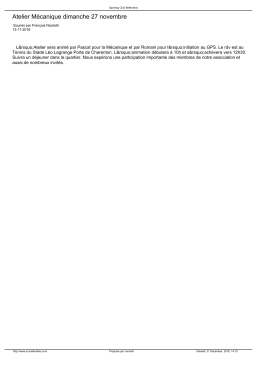 Atelier M&eacute;canique dimanche 27 novembre