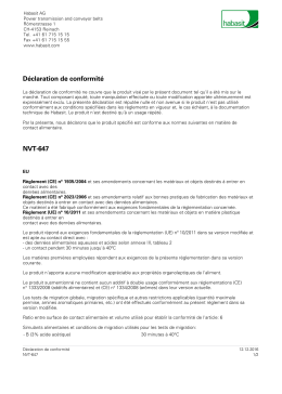 D&eacute;claration de conformit&eacute; NVT-647