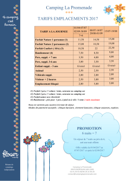 Tarifs emplacements 2017