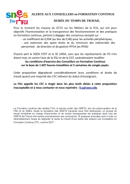 ALERTE AUX CONSEILLERS en FORMATION CONTINUE