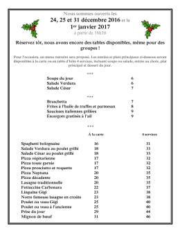 24, 25 et 31 d&eacute;cembre 2016 et le 1er janvier 2017