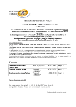 MASTER 1 MENTION DROIT PUBLIC CONVOCATION AUX