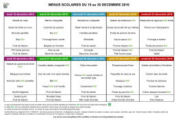 Menus du 19 au 30 décembre 2016