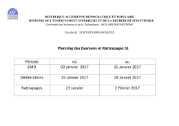 Planning des Examens et Rattrapages S1