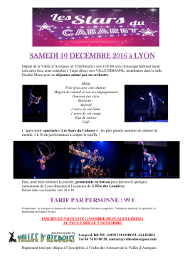 SAMEDI 10 DECEMBRE 2016 à LYON