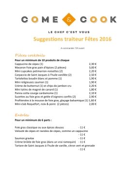 Suggestions traiteur F&ecirc;tes 2016