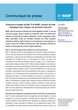 Communiqu&eacute; de presse - PRESSE : BASF France