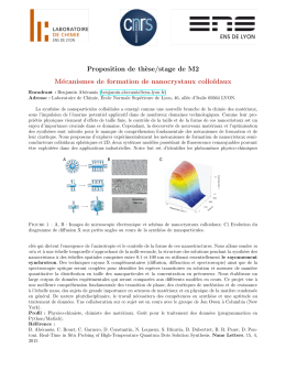 Proposition de th`ese/stage de M2 Mécanismes de