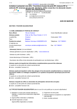 Invitation &agrave; pr&eacute;senter une offre - Fourniture et pose de porte RF