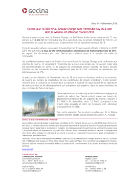 Gecina loue 16 000 m² au Groupe Orange dans l`immeuble Sky 56 à