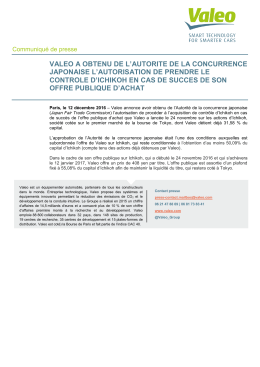 valeo a obtenu de l`autorite de la concurrence japonaise l