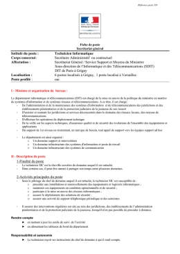 Technicien informatique DIT Ile de France fiche de poste ref: 550