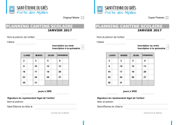 Fiche d`inscription &agrave; la cantine scolaire Janvier 2017