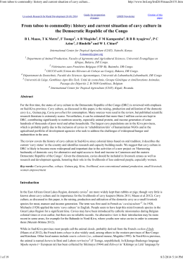 From taboo to commodity: History and current situation of cavy