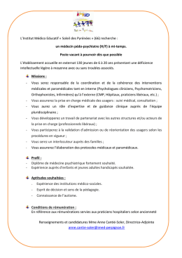un médecin pédo-psychiatre (H/F) à mi-temps. Poste