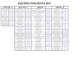 Liste - Tournoi de Hockey Bantam et Midget Sud