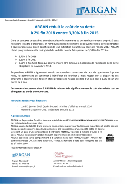 ARGAN Communiqué du 15 décembre 2016