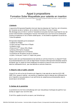 Appel à propositions formation Solier Moquettiste pour salariés en