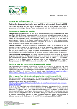 COMMUNIQU&Eacute; DE PRESSE