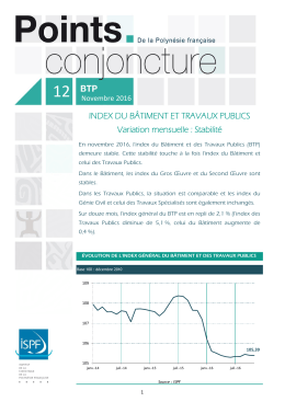 DU B&Acirc;TIMENT ET TRAVAUX PUBLICS Variation mensuelle : Stabilit&eacute;