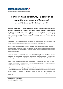 Pour ses 10 ans, le tramway T3 poursuit sa - Espace presse