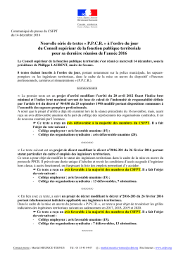 Communiqué de presse - Conseil Supérieur de la Fonction