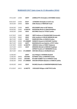 MARIAGES 2017 (mis à jour le 13 décembre 2016)