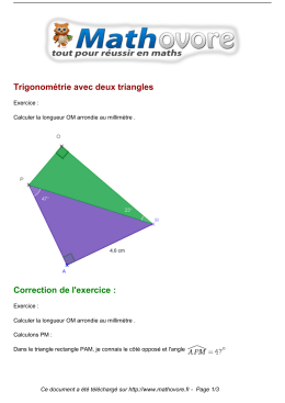 Trigonométrie avec deux triangles Correction de l