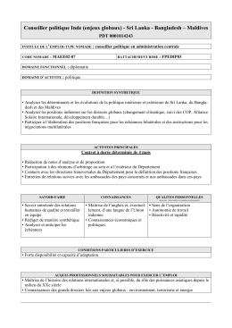 Conseiller politique Inde (enjeux globaux) - Sri Lanka