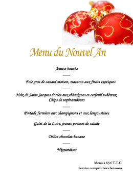 Menu du Nouvel An - La Closerie des Roses